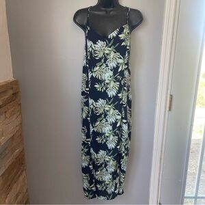 Tropical Leaf Print Maxi Dress